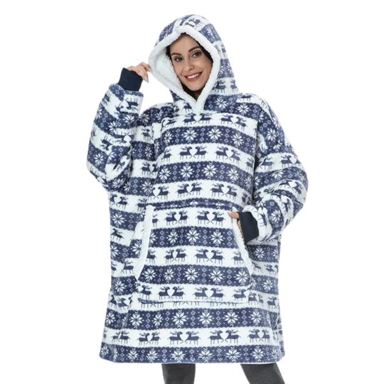 Oversized fleece hættetrøje tæppe med lomme