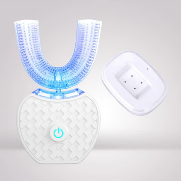 Brosse à dents électrique avec éclairage bleu blanchissant