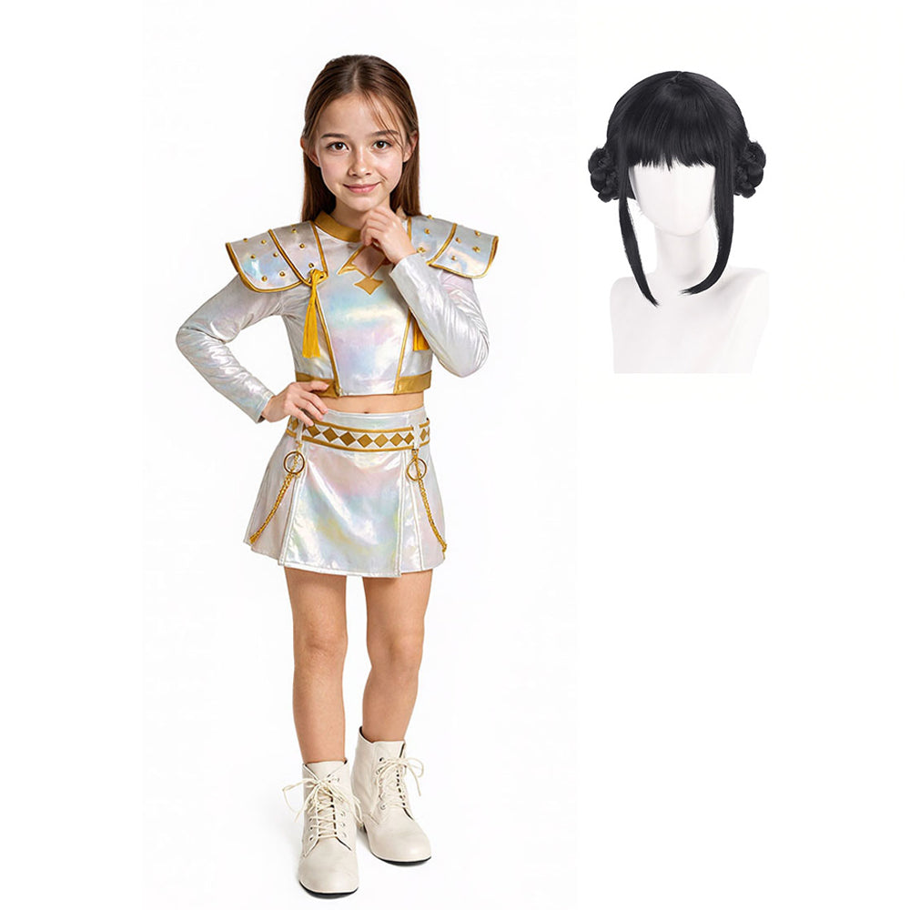 Pop Idol Costume White PU Leather Outfit Stage Performance Dress for Halloween Cosplay - Image 4