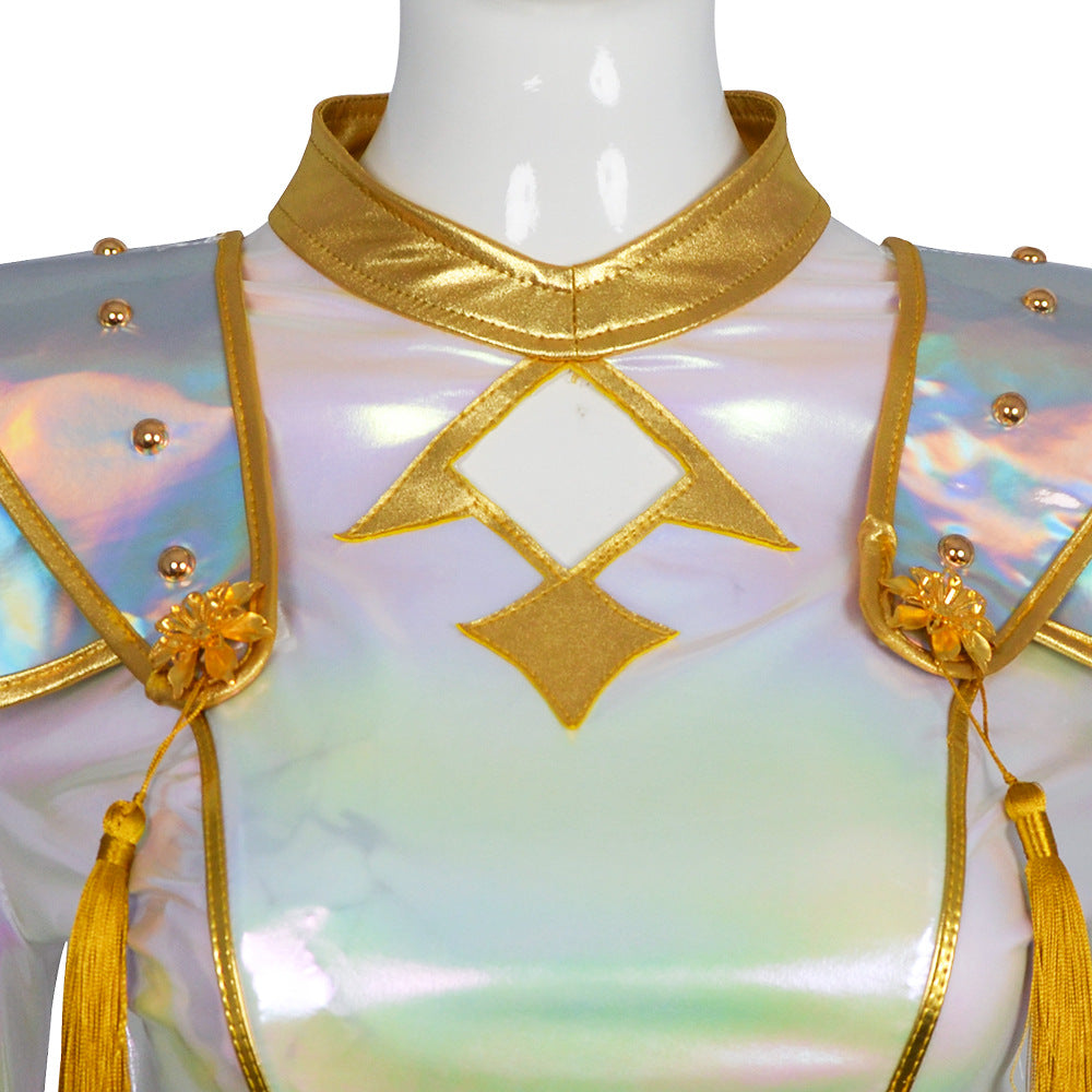 Pop Idol Costume White PU Leather Outfit Stage Performance Dress for Halloween Cosplay - Image 7