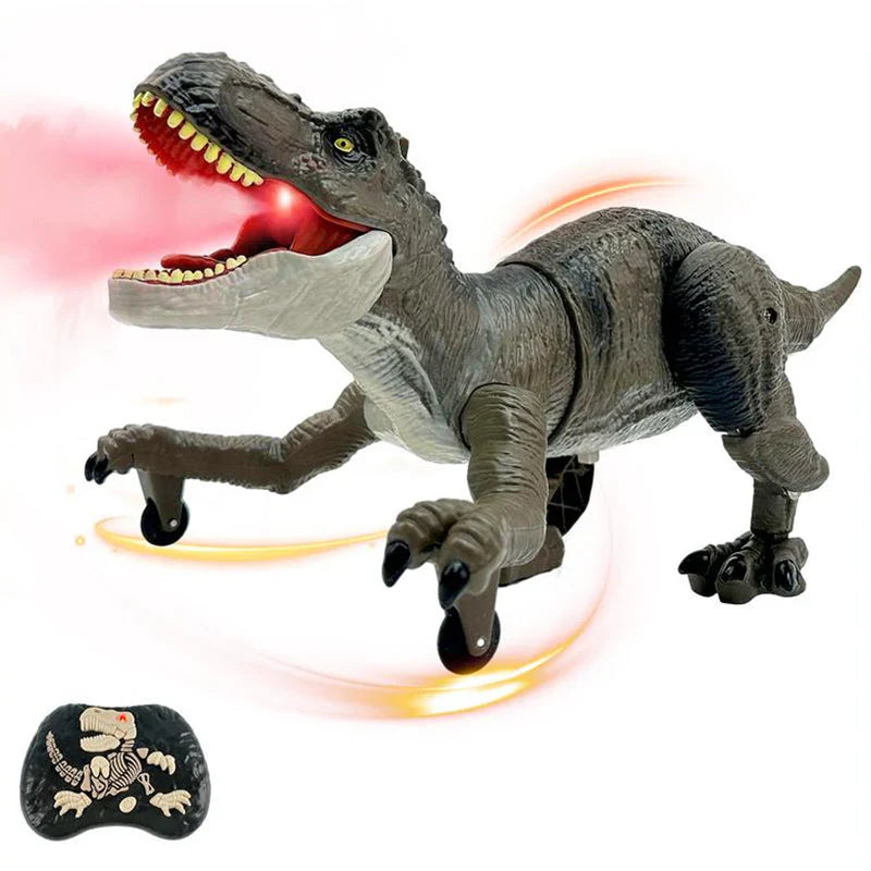 Jouet dinosaure télécommandé avec marche, LED et brouillard