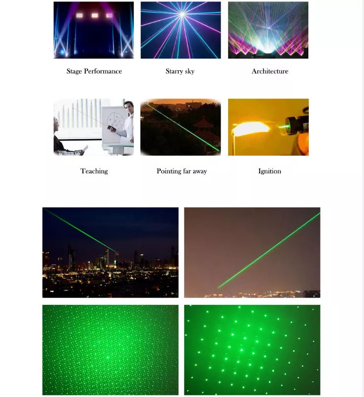 Laserpegepind Genopladelig Grøn Langdistance Lommelygte