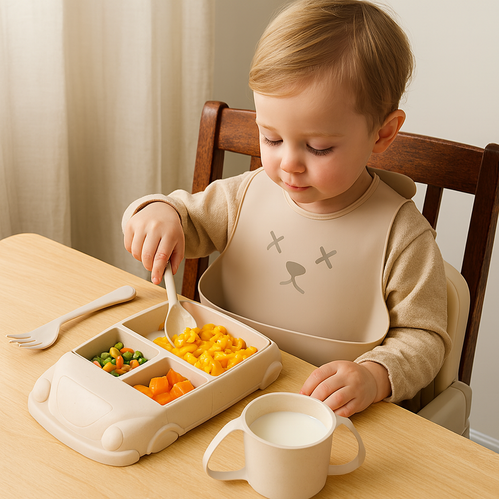 Kids Plate Set Car Style Durable Plastic Design