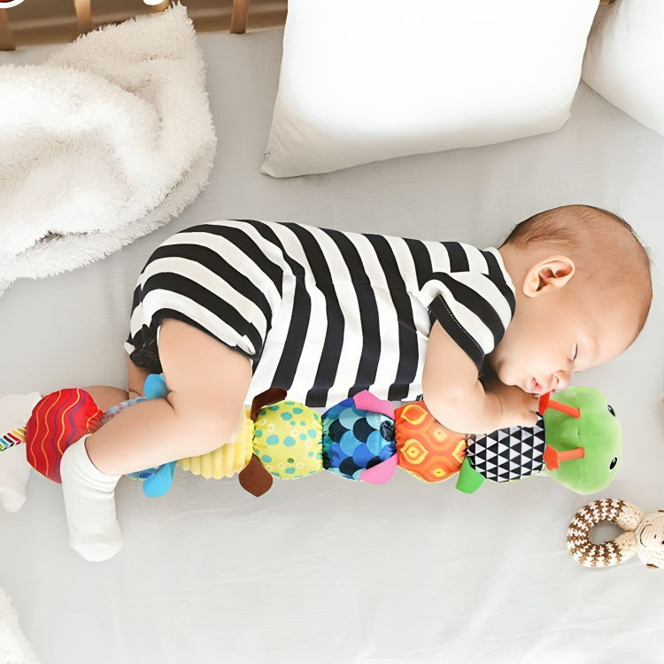 Jouet peluche musical chenille sensorielle pour bébé