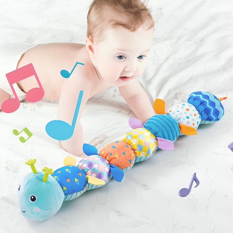 Jouet peluche musical chenille sensorielle pour bébé