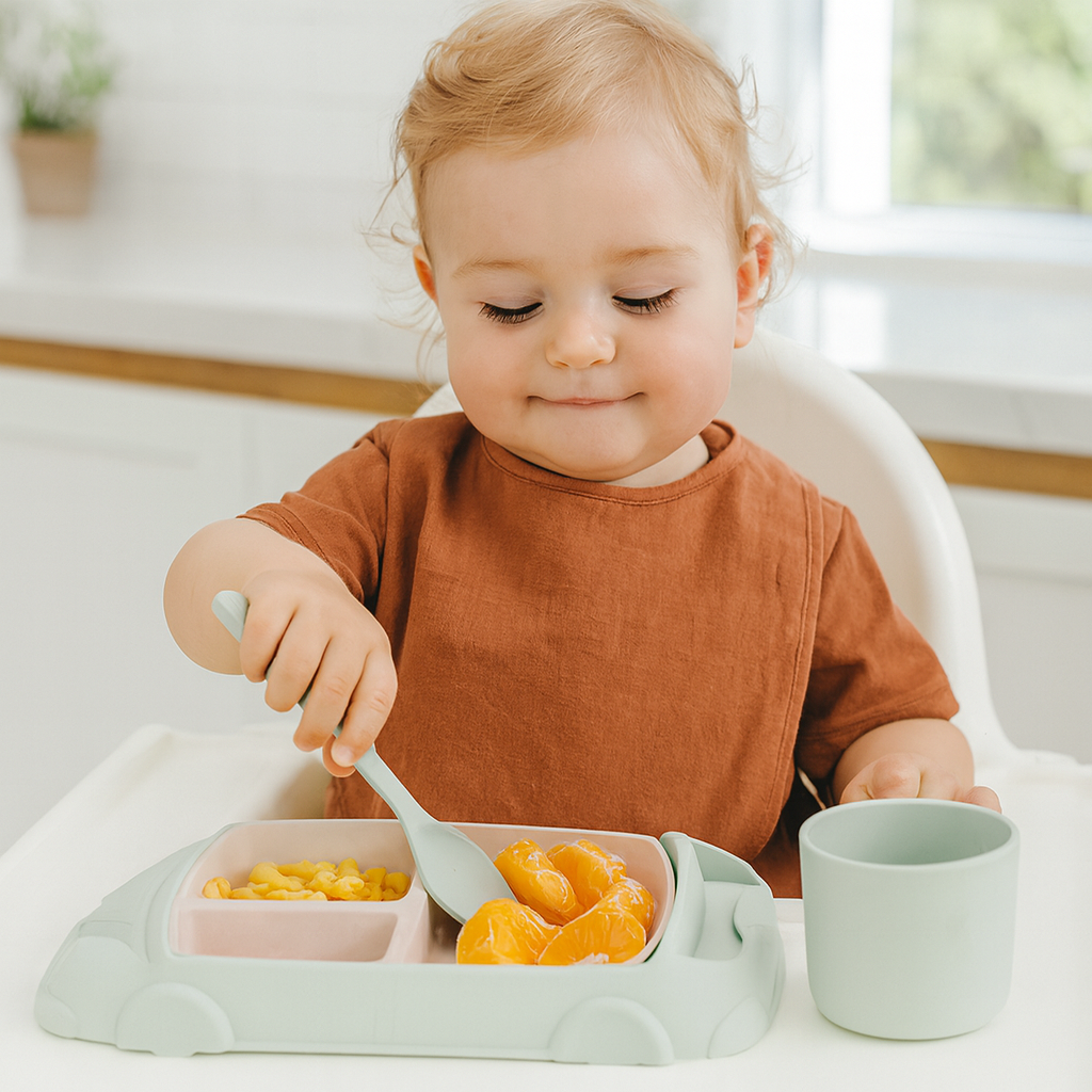 Kids Plate Set Car Style Durable Plastic Design