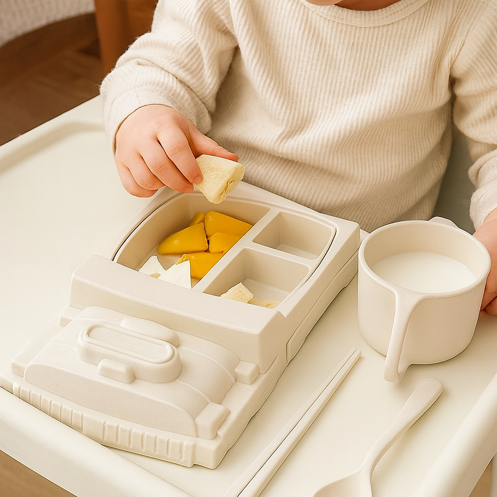 Kids Plate Set Car Style Durable Plastic Design
