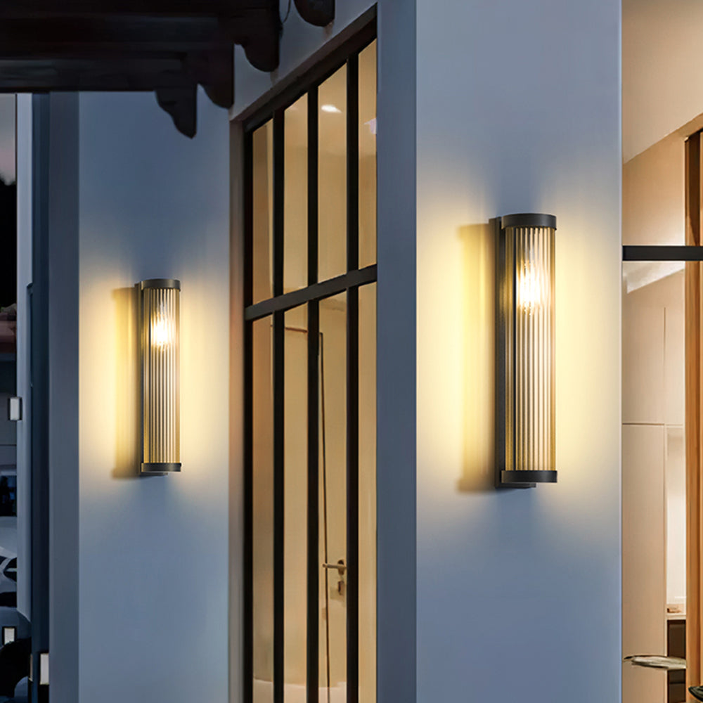 Outdoor Glass Wall Light Modern Metal Design
