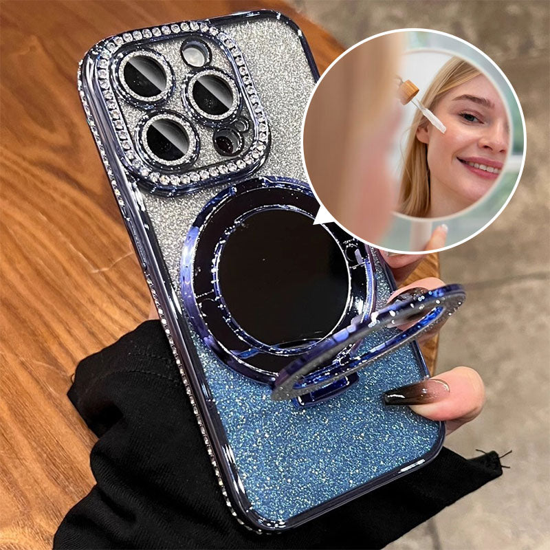 Telefoncover med spejl magnetisk stand glimmer