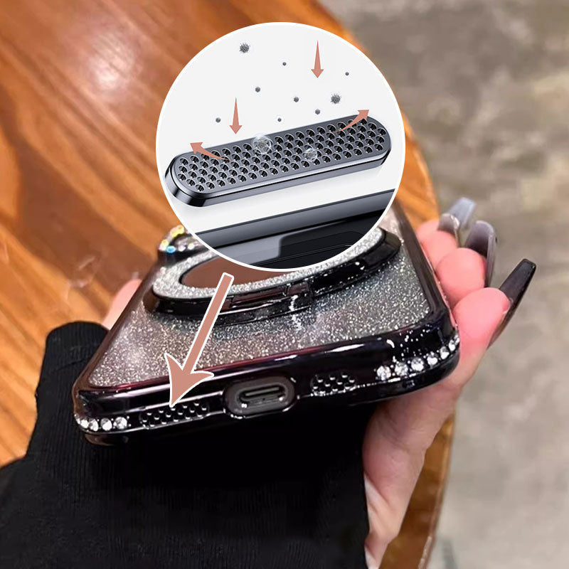 Telefoncover med spejl magnetisk stand glimmer