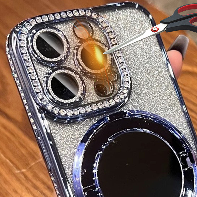 Telefoncover med spejl magnetisk stand glimmer