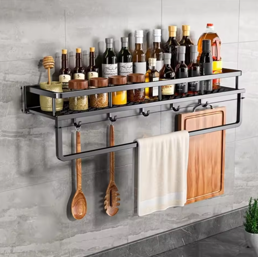 Mensola da parete in metallo organizzatore per cucina e conservazione