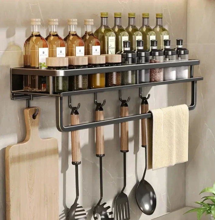 Mensola da parete in metallo organizzatore per cucina e conservazione