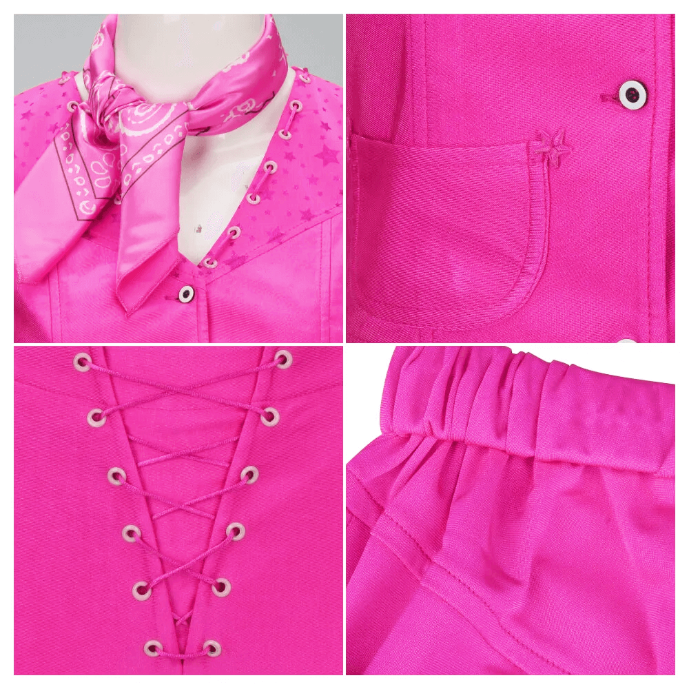 Y2k Sexy Cowgirl Costume 70s Disco Outfits Hot Pink Flare Pants with Vest Western Halloween Costume - Image 8