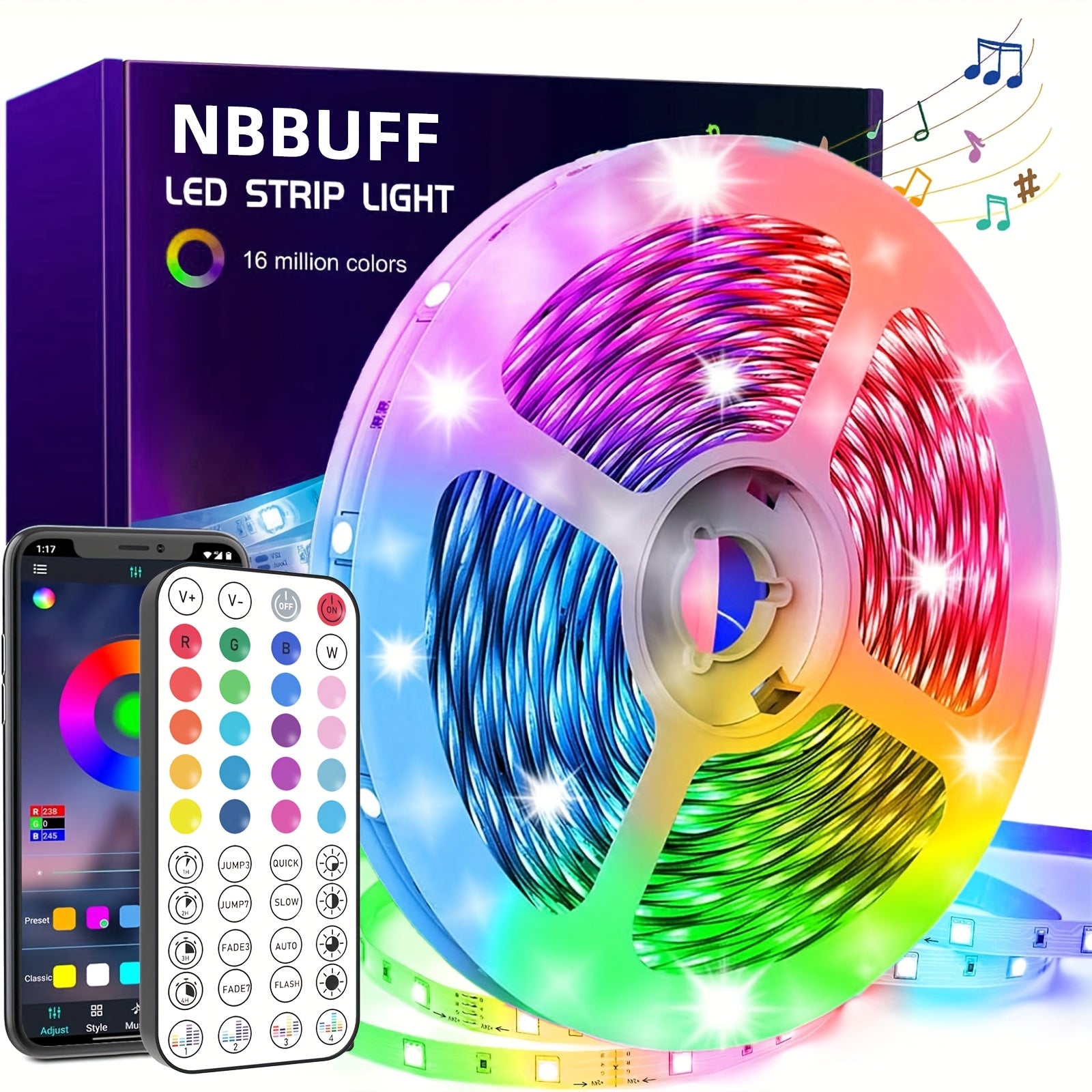 LED-strips med farveskift og musiksynkronisering