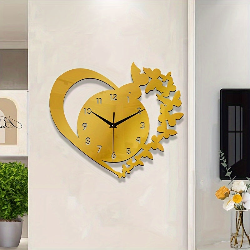 LoveTime - Silent Heart-Shaped Acrylic Wall Clock