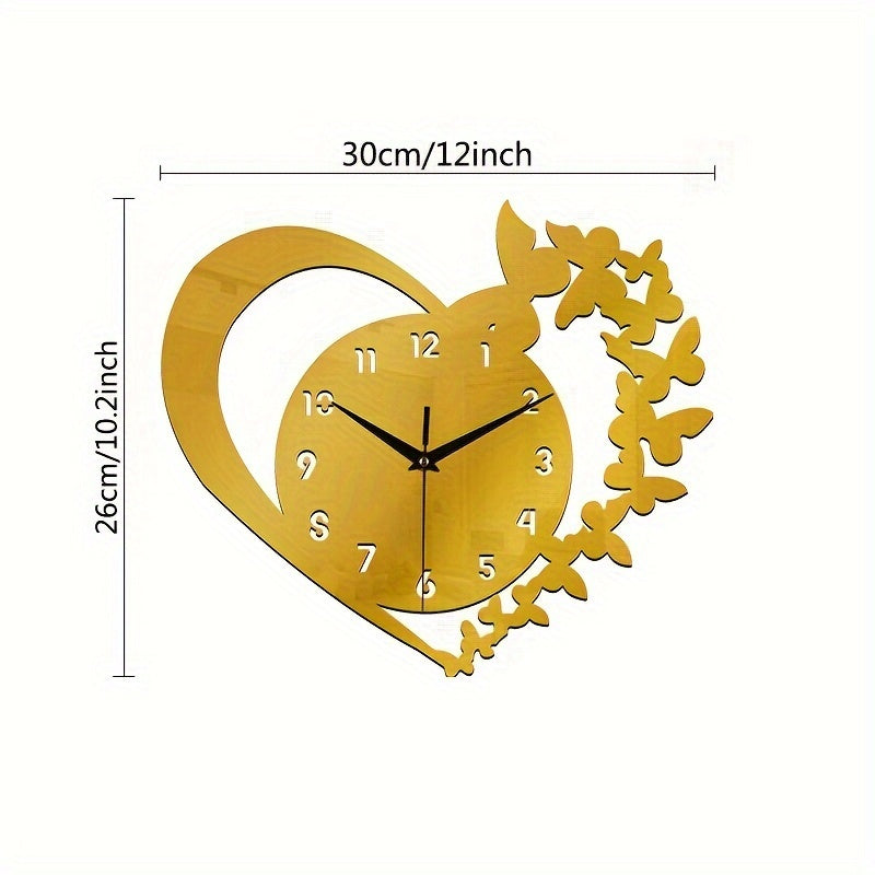 LoveTime - Silent Heart-Shaped Acrylic Wall Clock