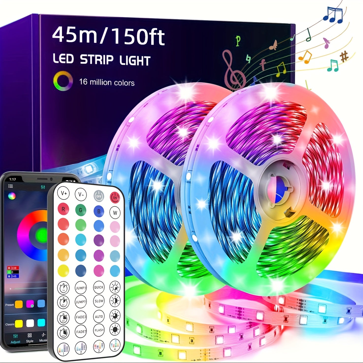 LED-strips med farveskift og musiksynkronisering