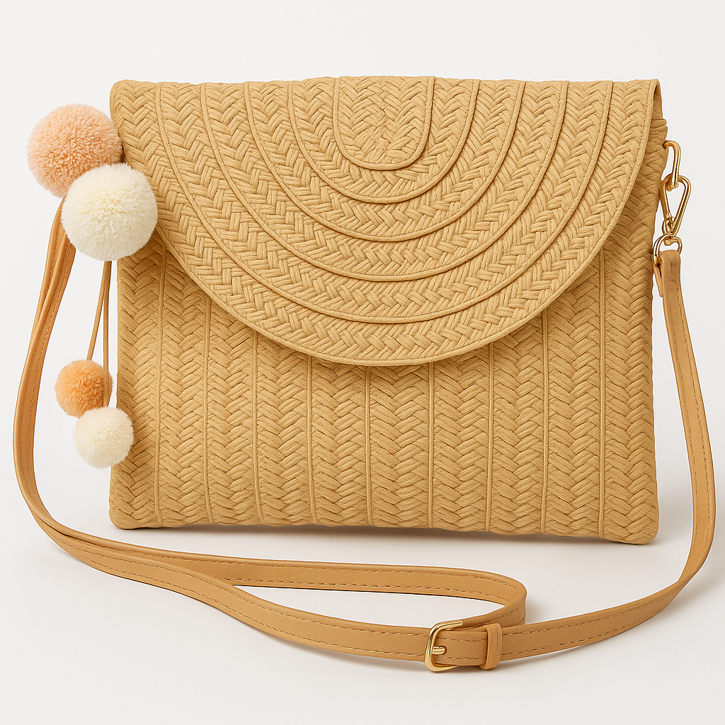 Strå Crossbody Taske Sommer Vævet Skuldertaske