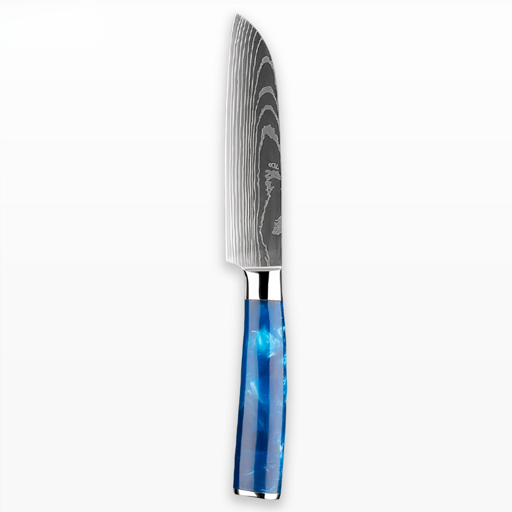 Køkkensæt med knive Blåt håndtag i harpiksdesign
