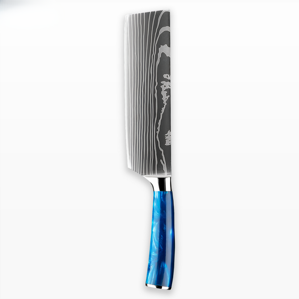 Køkkensæt med knive Blåt håndtag i harpiksdesign