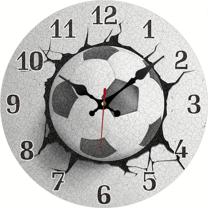 WoodSport - Silent Football Wall Clock for Living Room, Office & Gym