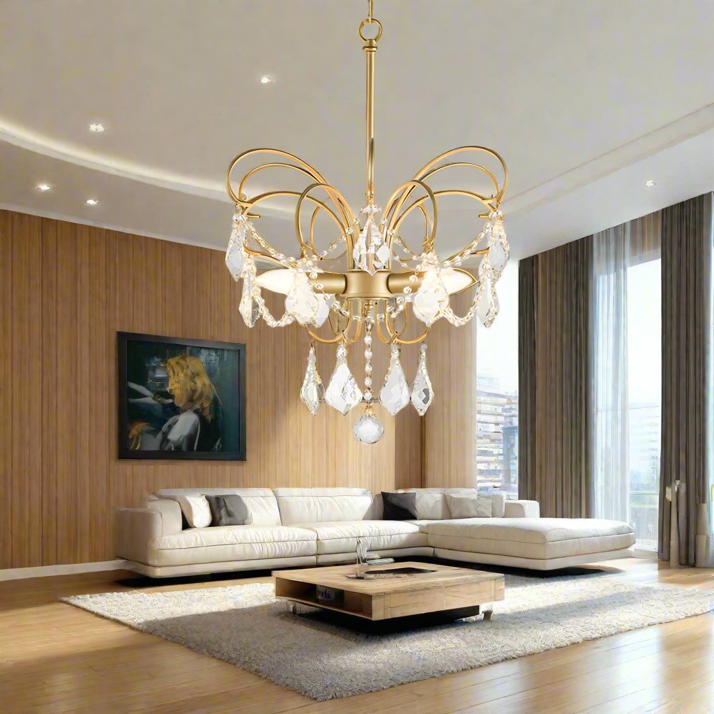 Luminous Elegance Chandelier – Stunning Butterfly Crystal Pendant Light for Your Living Room Decor