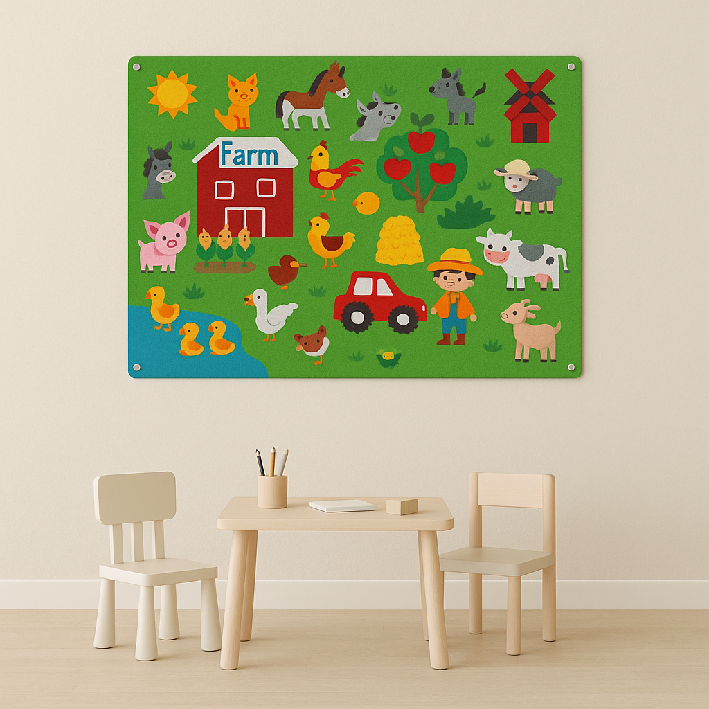 Lavagna in Feltro per Decorazione Murale Gioco Educativo Zoo