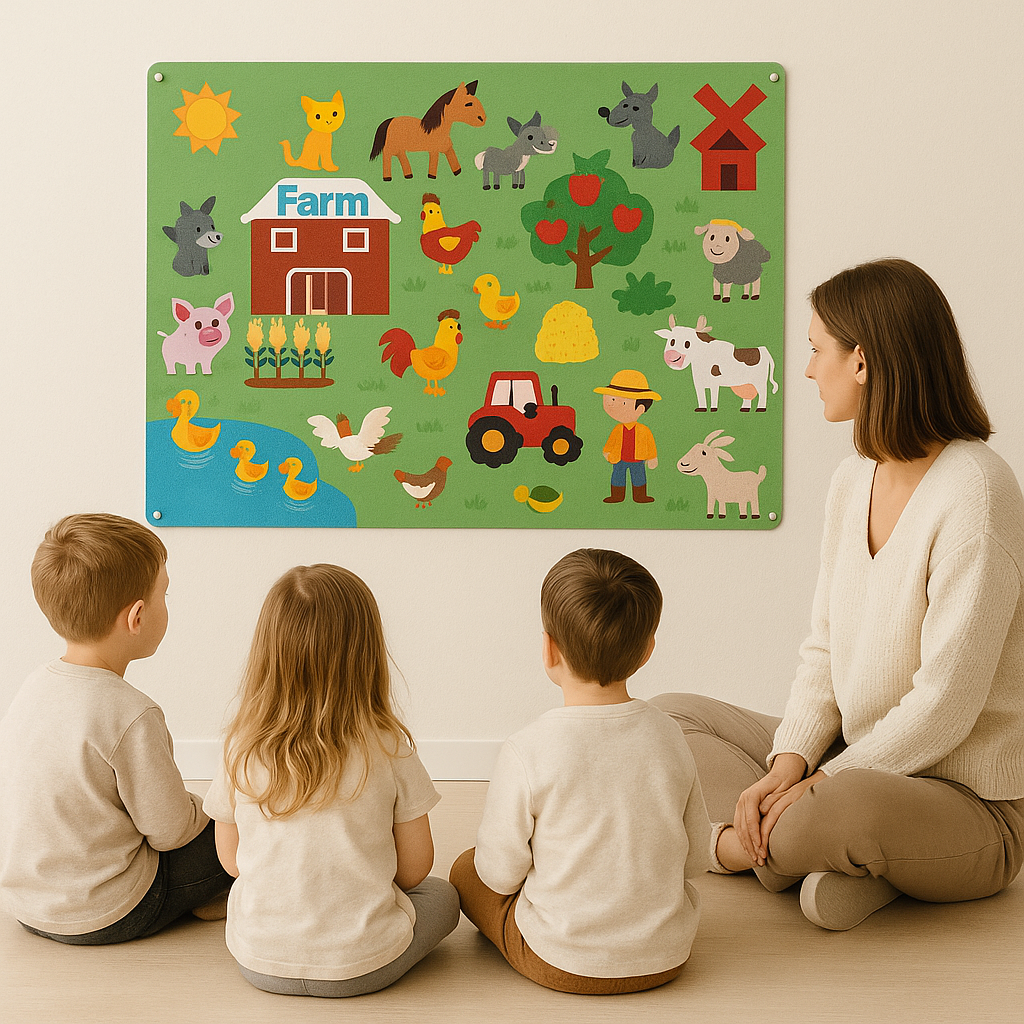 Lavagna in Feltro per Decorazione Murale Gioco Educativo Zoo
