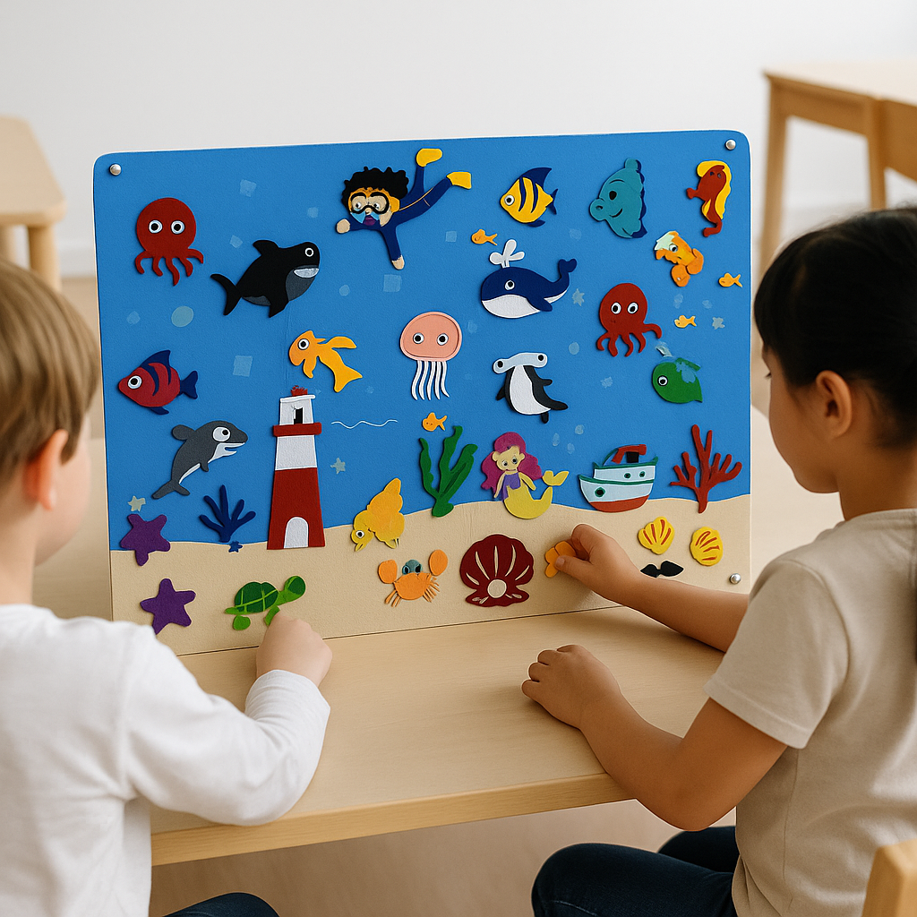 Lavagna in Feltro per Decorazione Murale Gioco Educativo Zoo