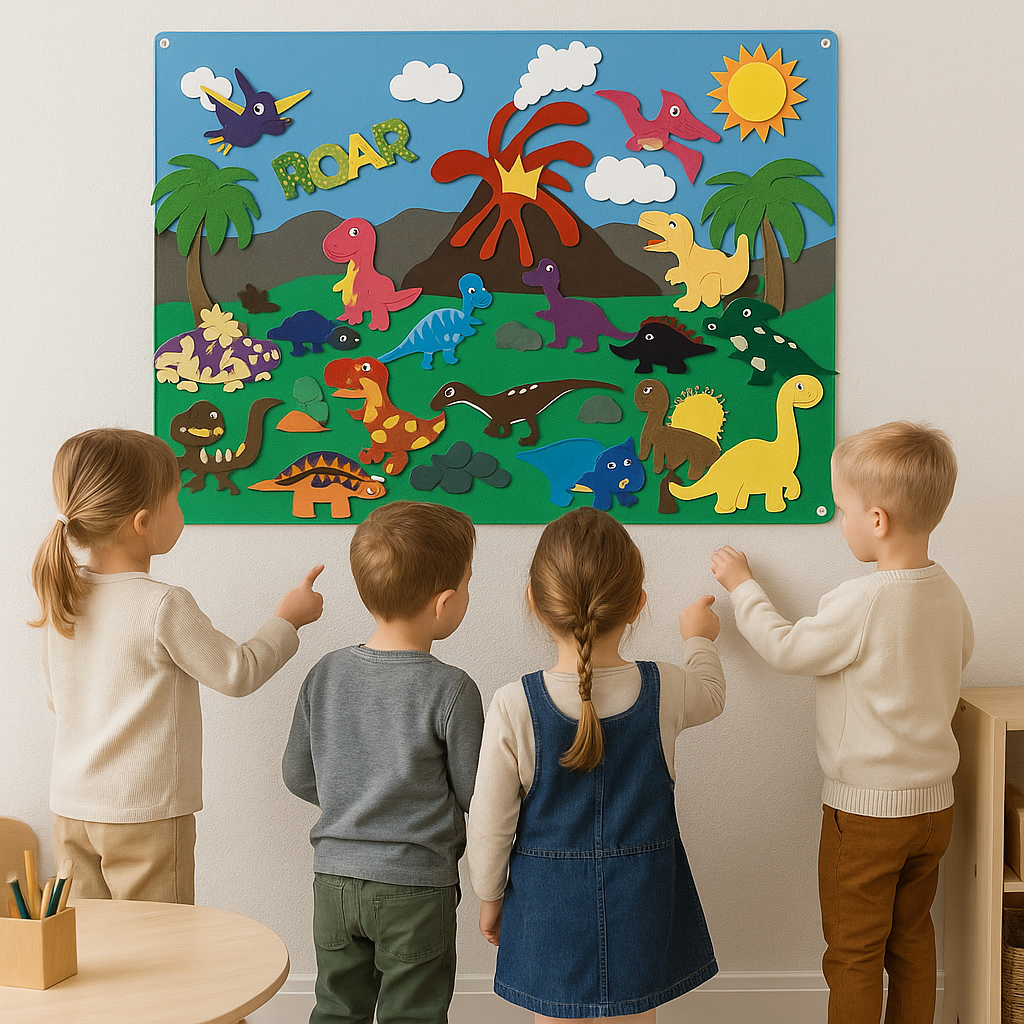 Lavagna in Feltro per Decorazione Murale Gioco Educativo Zoo