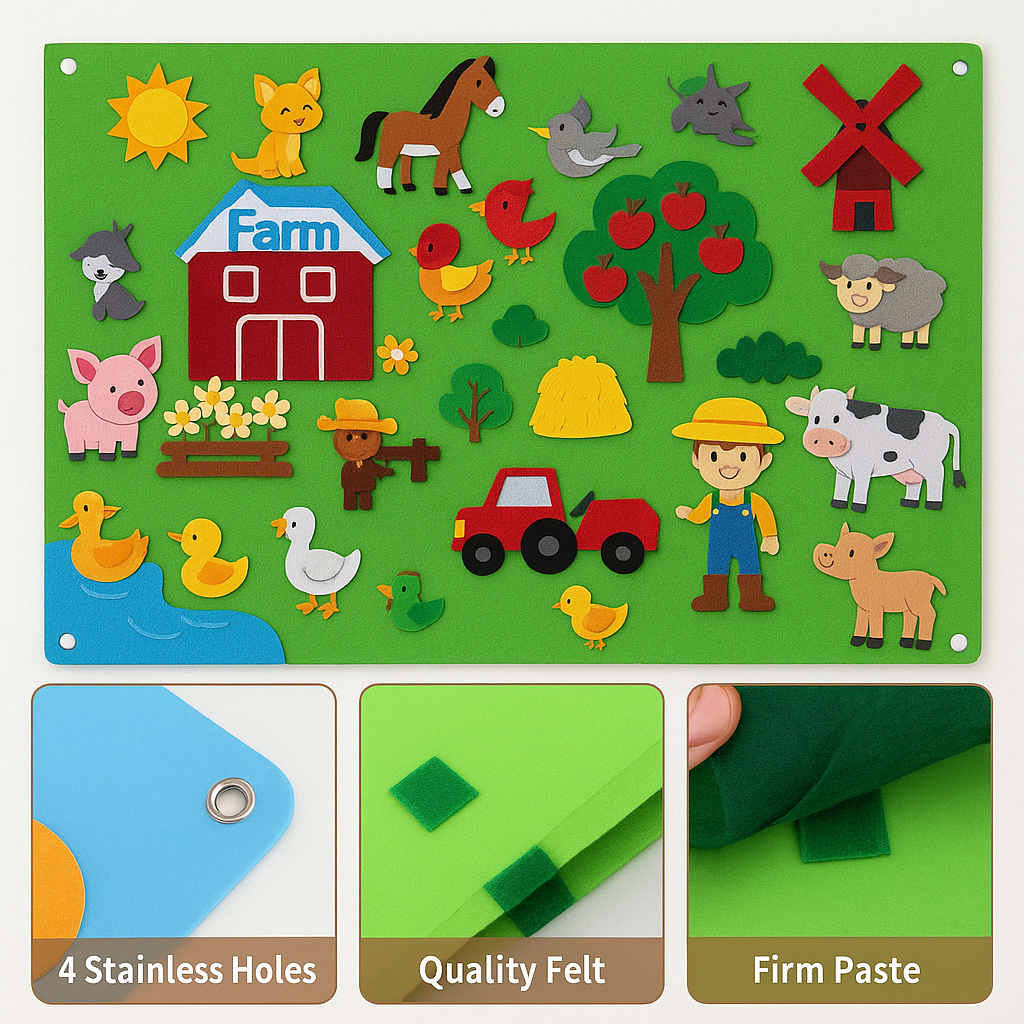 Lavagna in Feltro per Decorazione Murale Gioco Educativo Zoo