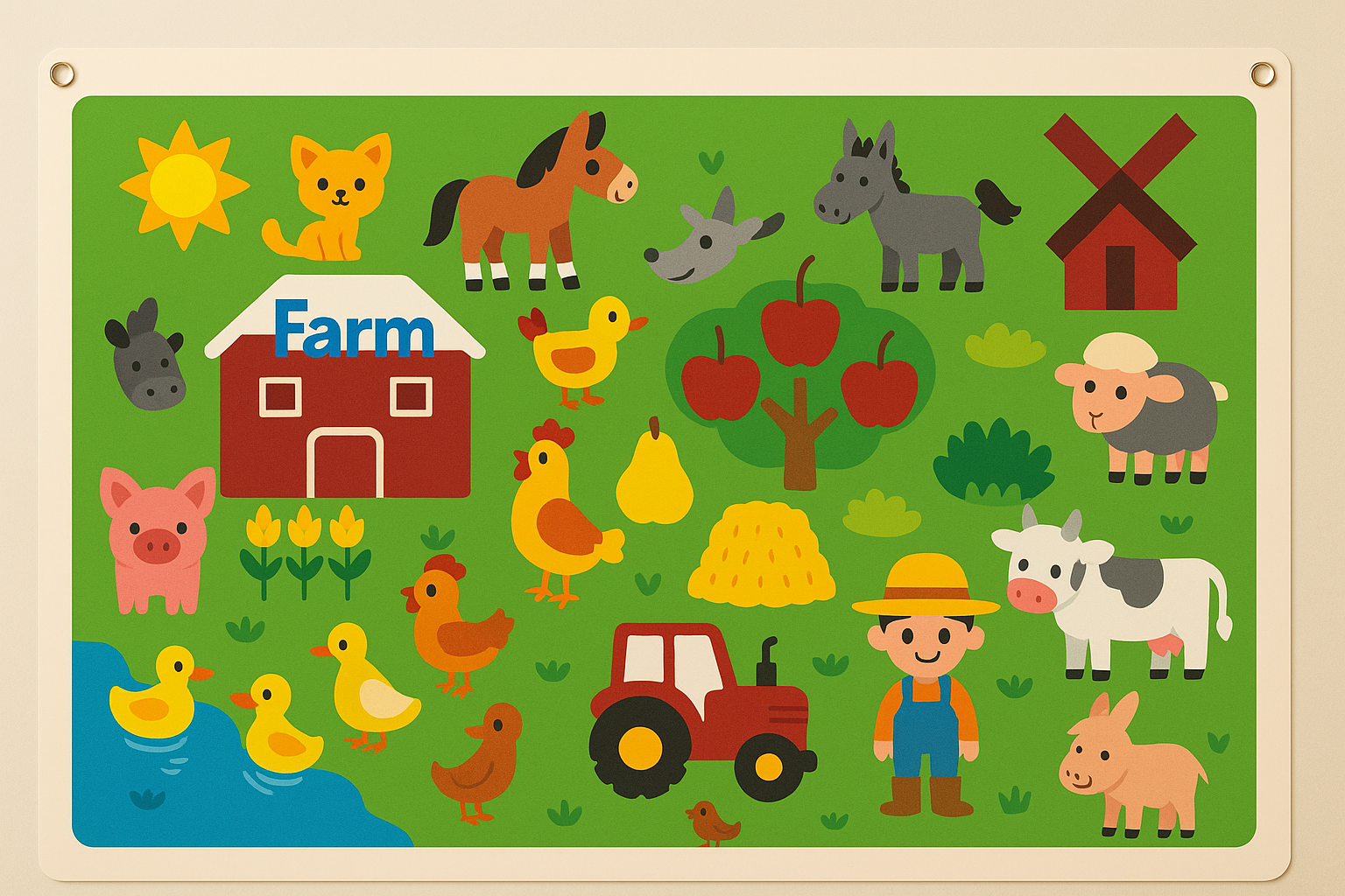 Lavagna in Feltro per Decorazione Murale Gioco Educativo Zoo