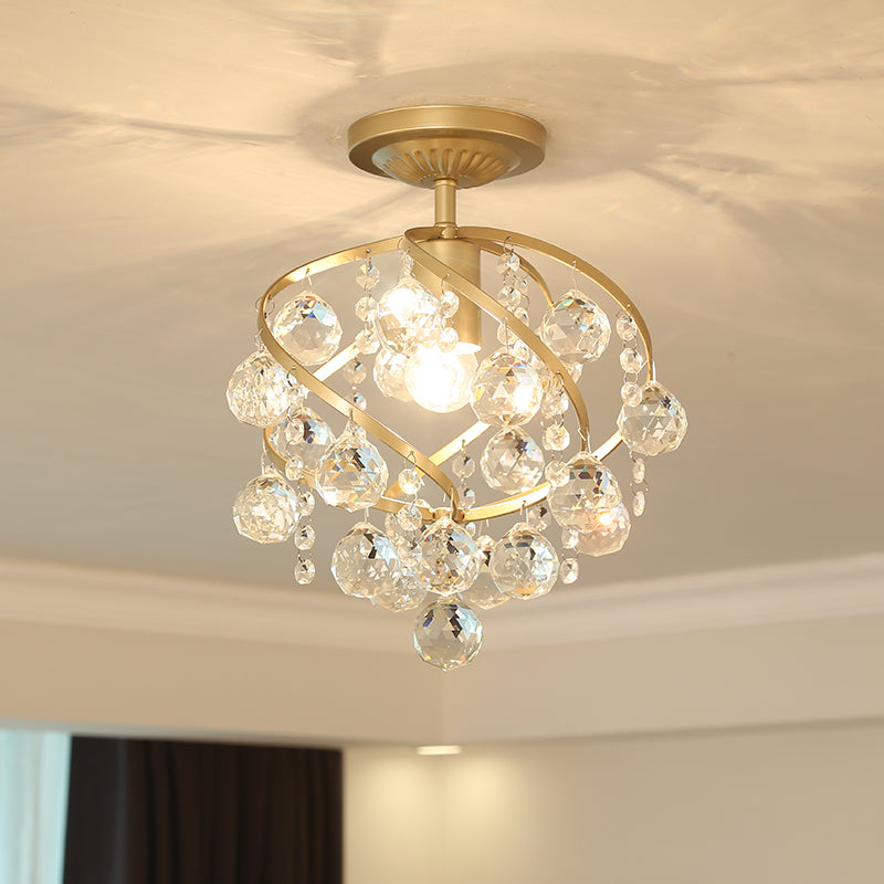 CrystalGlow - Postmodern Brass Spiral Ceiling Lamp