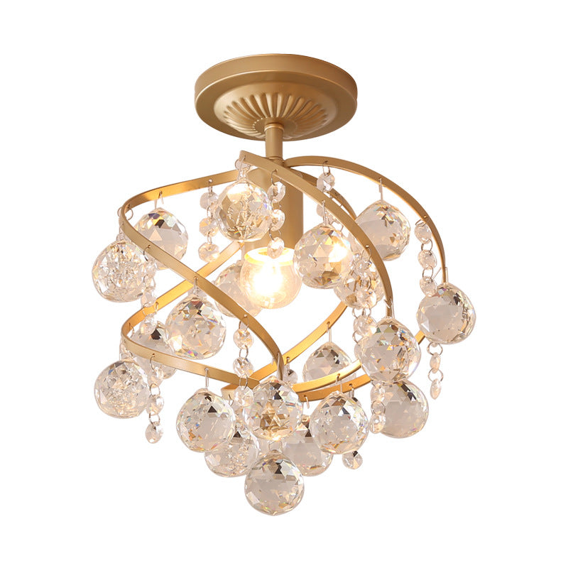 CrystalGlow - Postmodern Brass Spiral Ceiling Lamp