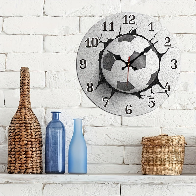 WoodSport - Silent Football Wall Clock for Living Room, Office & Gym