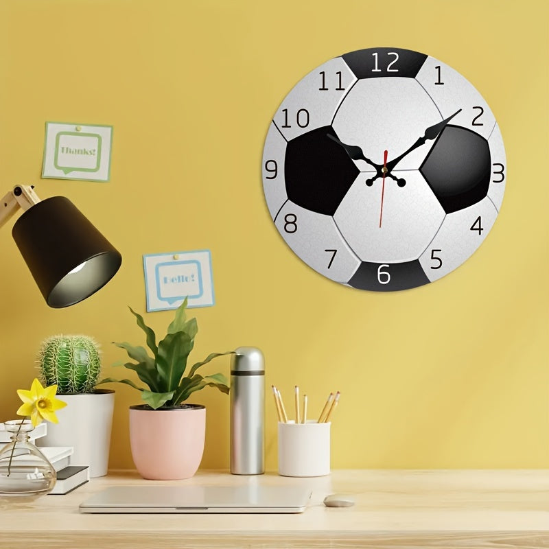 GoalTime - Silent Wooden Football Wall Clock