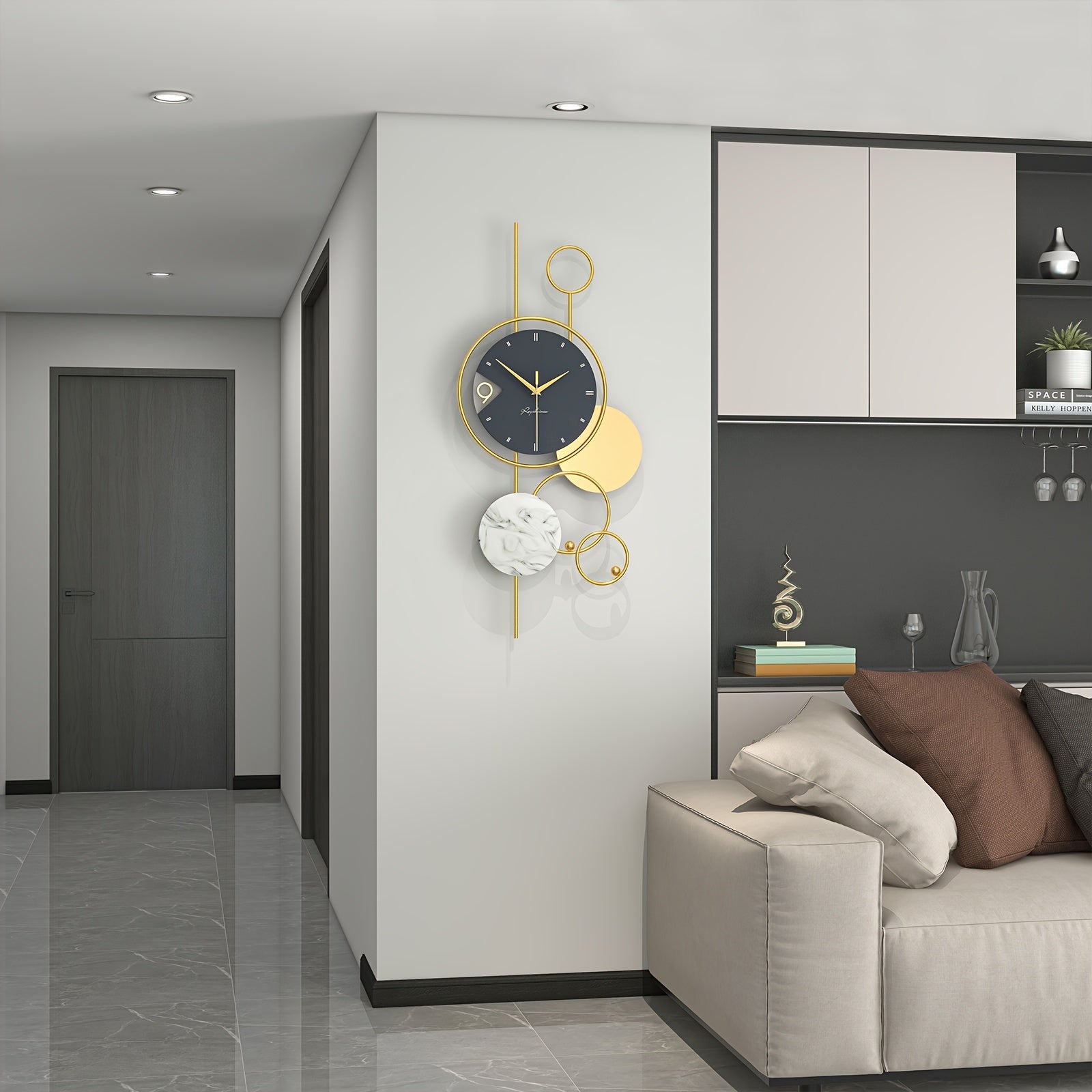 LuxeGold - Silent Metal Wall Clock with Unique Modern Design