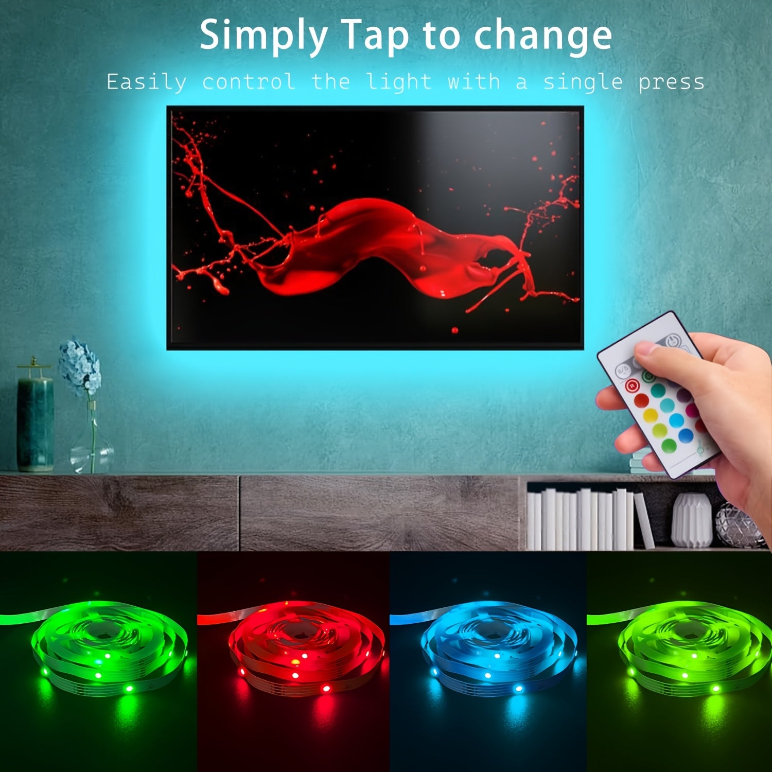 LED TV-bagbelysningsstrimmel med fjernbetjening
