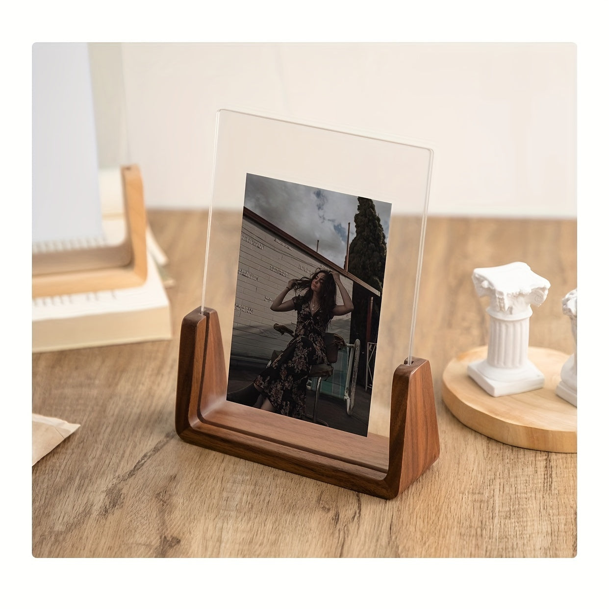Digital fotoramme akryl træ borddisplay