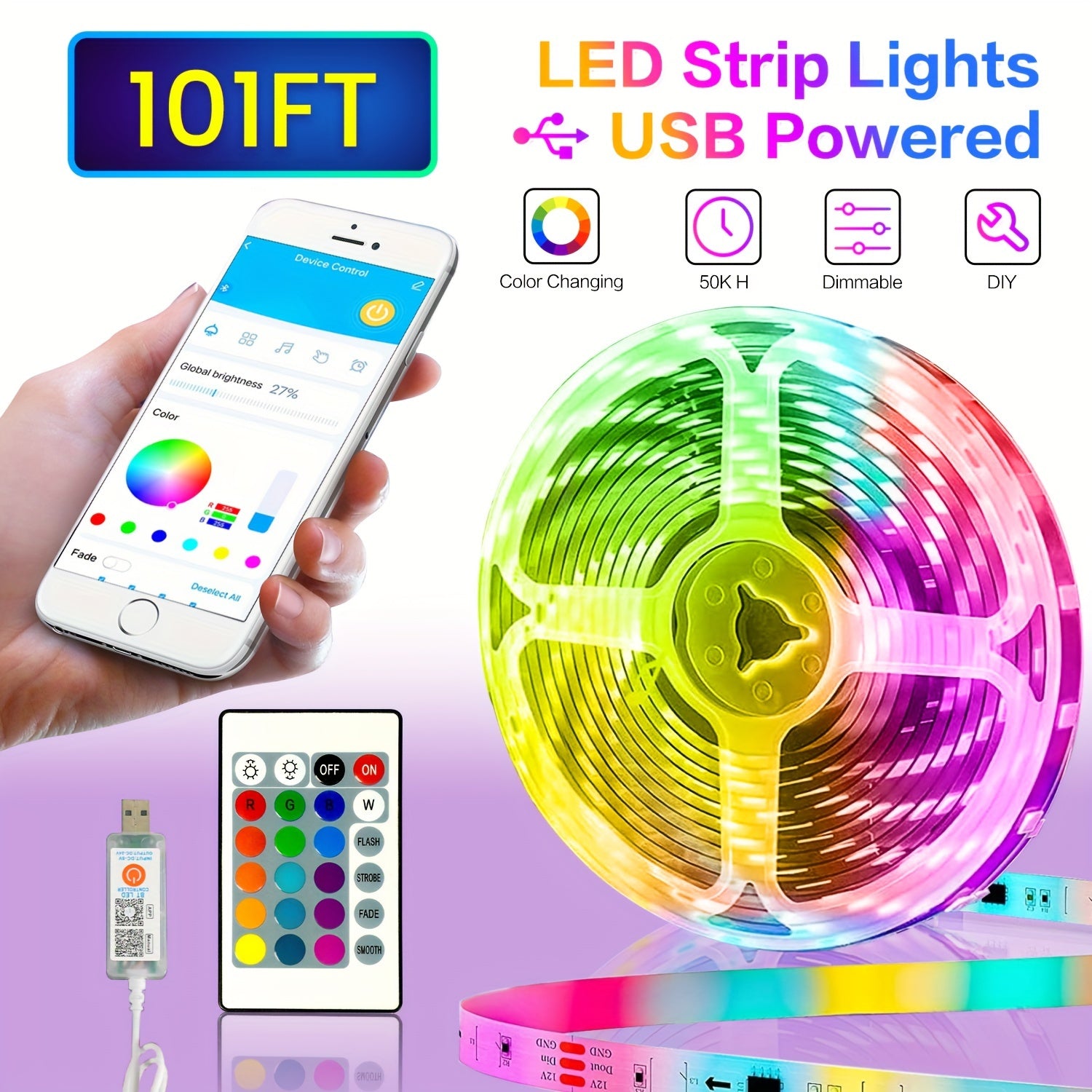LED-strips med farveskift og app-styring