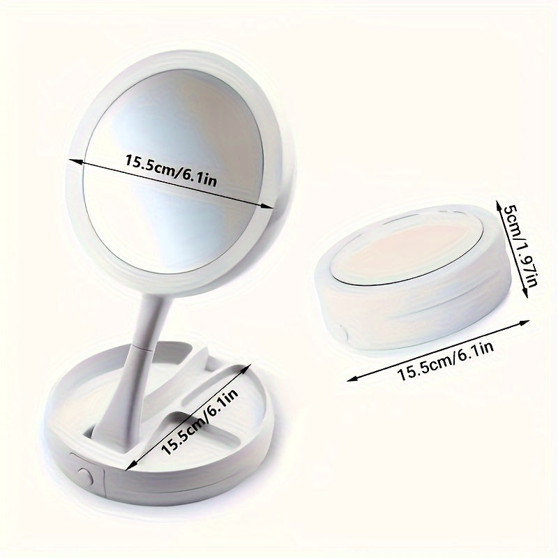 GlowMirror - LED Makeup Mirror with Storage Box, 1X & 10X Magnification