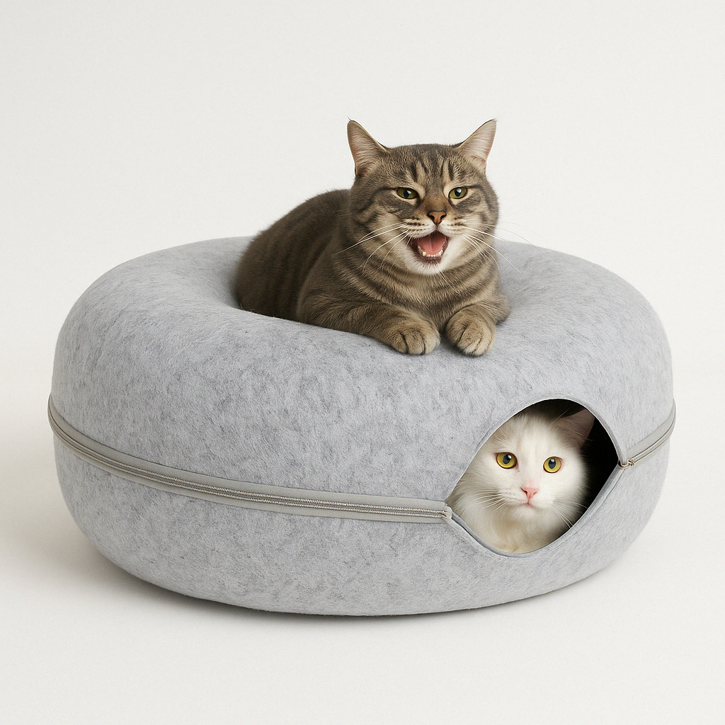 Kattekurv filt tunnel hule til flere katte