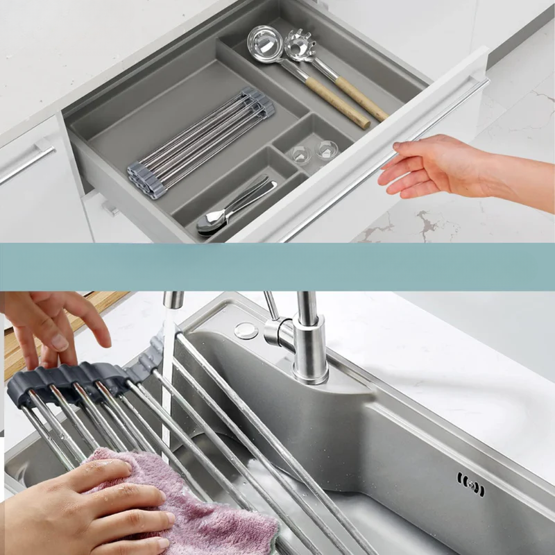 AquaNest Collapsible Dish Drying Rack for the Sink – Practical, Space-Saving Stainless Steel Drainer