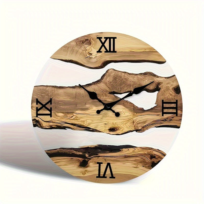 TimelessCharm - Silent Wall Clock with Wood Grain