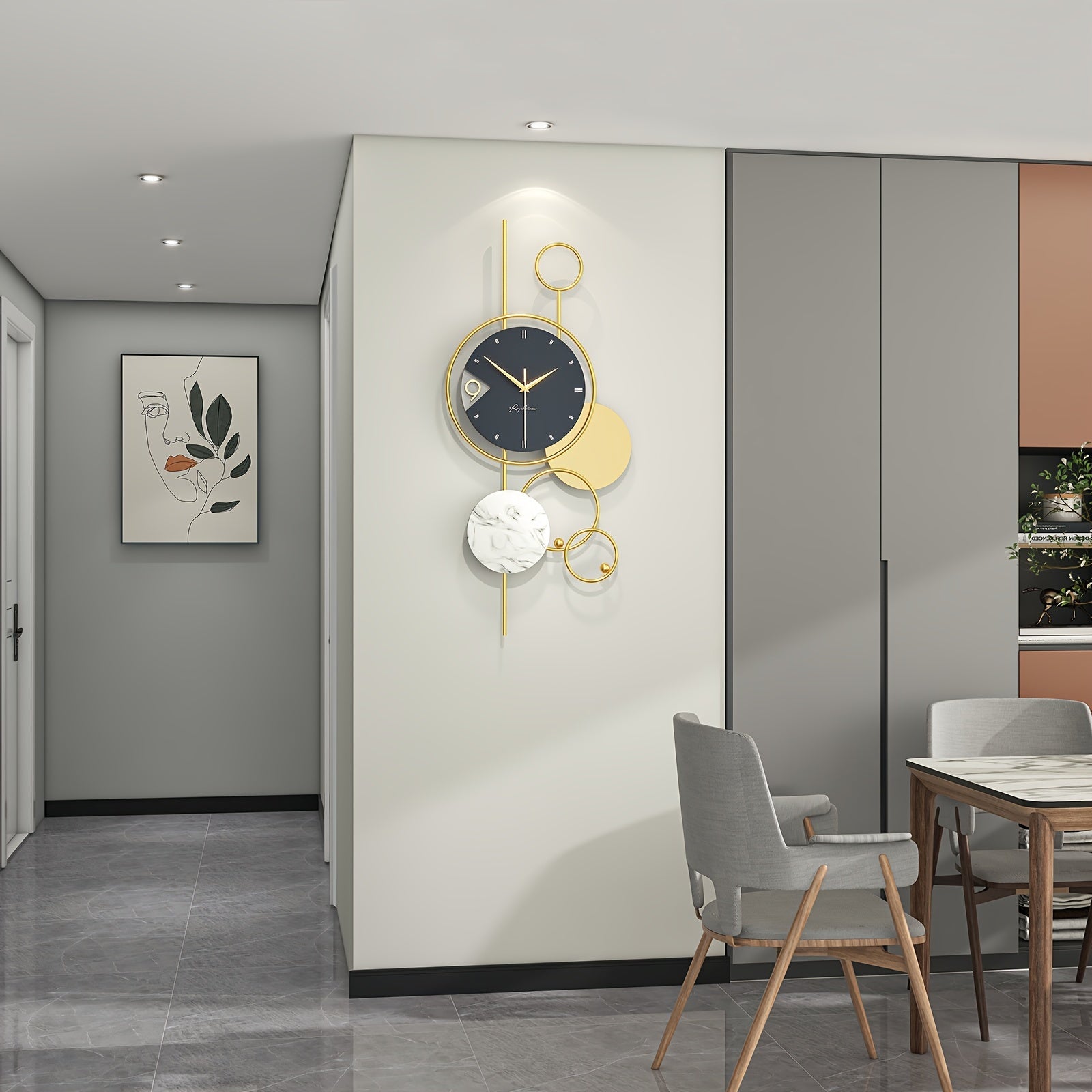 LuxeGold - Silent Metal Wall Clock with Unique Modern Design