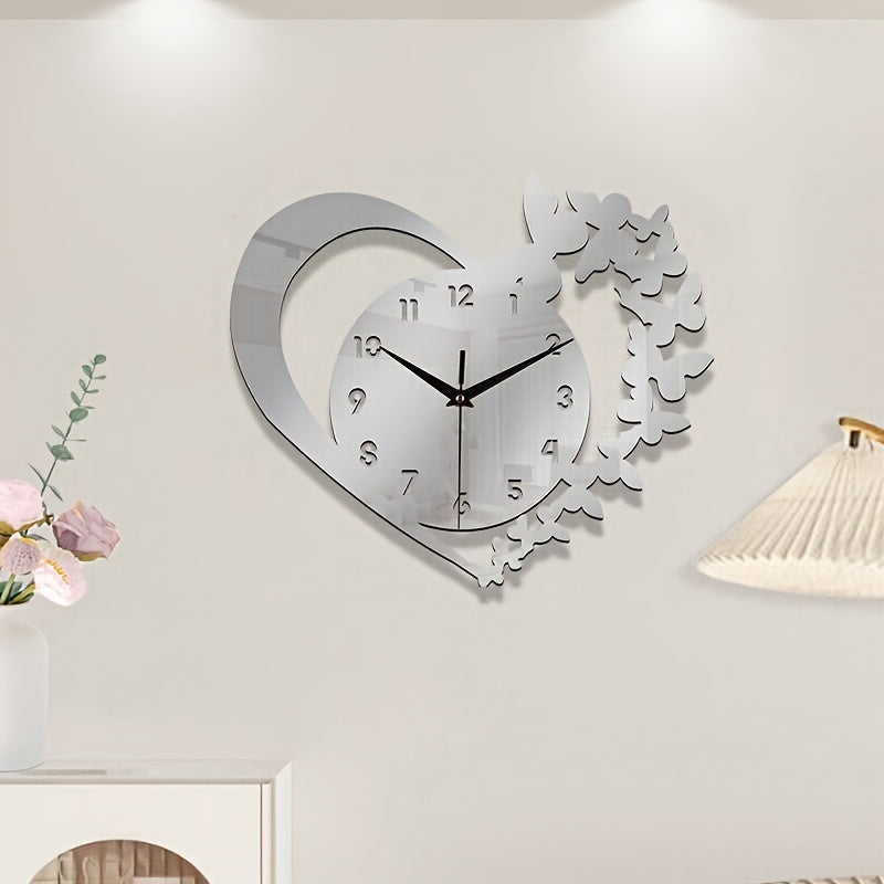 LoveTime - Silent Heart-Shaped Acrylic Wall Clock