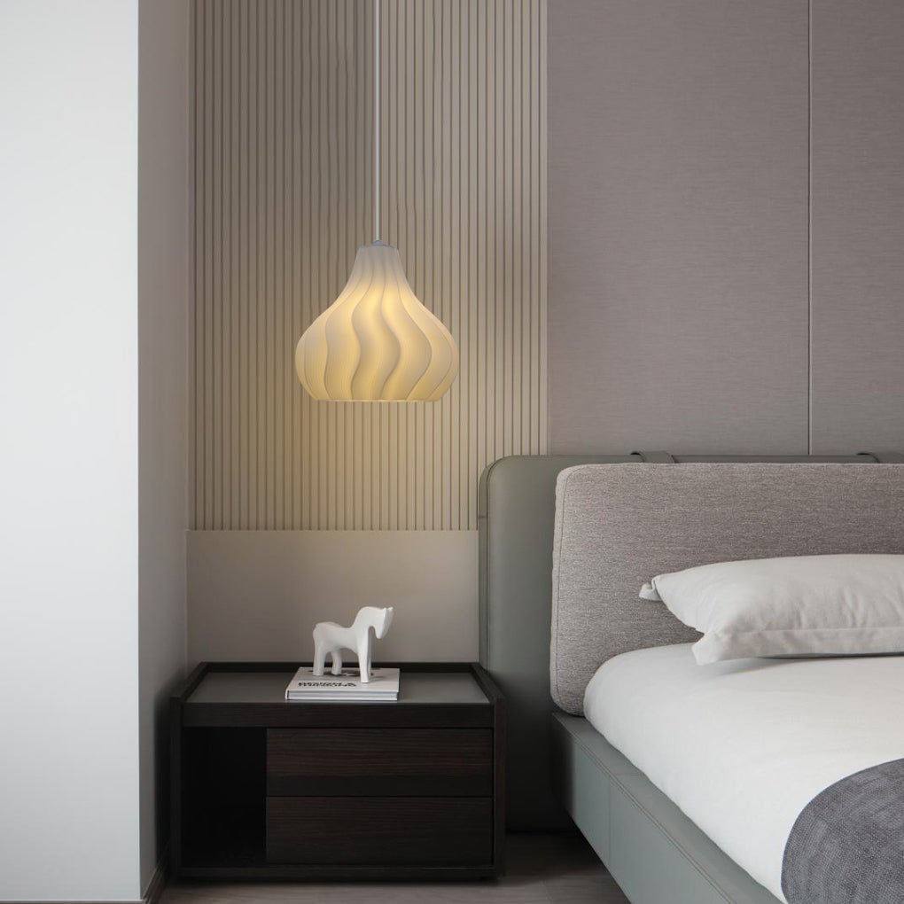 AquaGlow Pendant Light – Modern LED Lamp with Rotatable Water Wave Design for Bedroom and Living Room