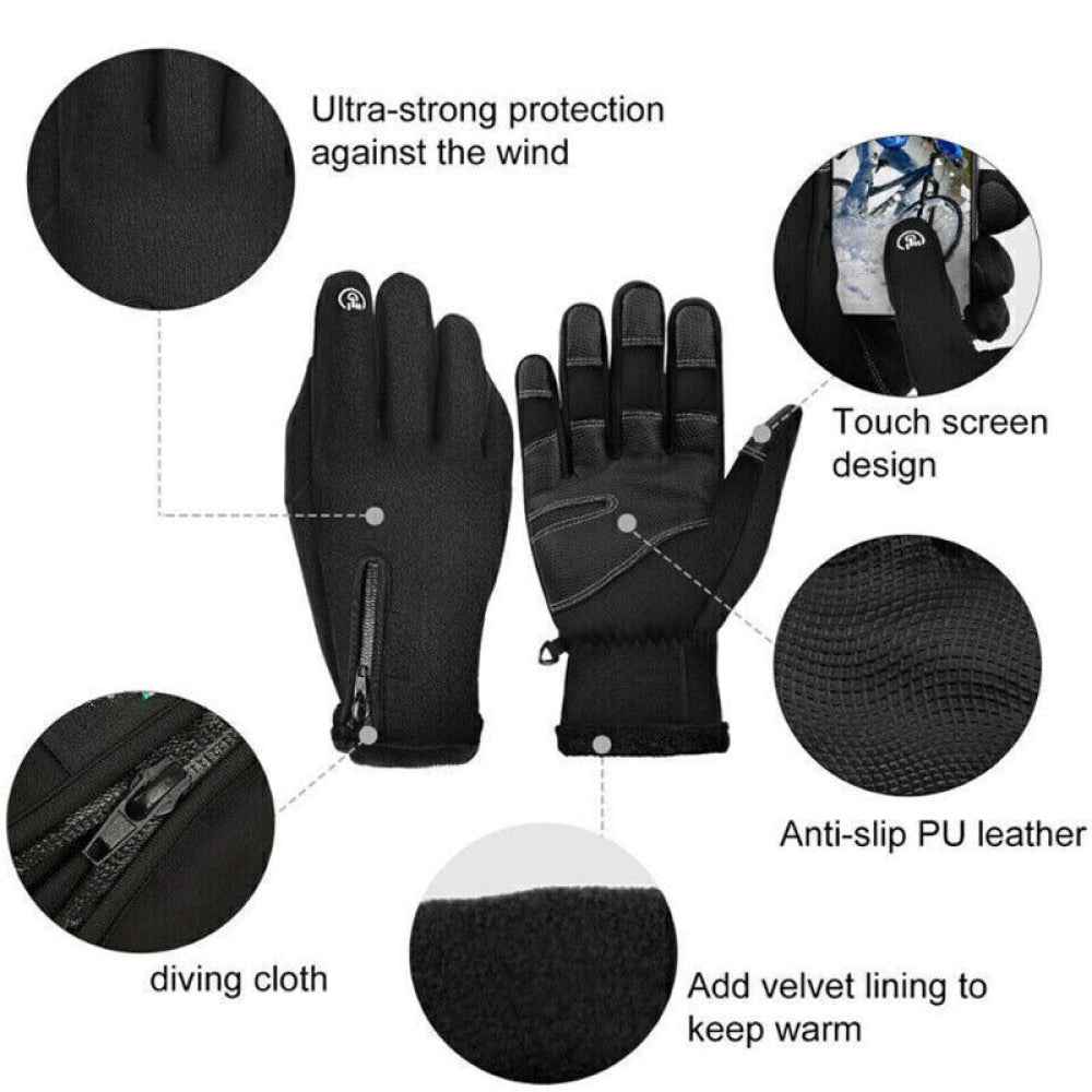 Heated Thermal Waterproof Winter Gloves Black