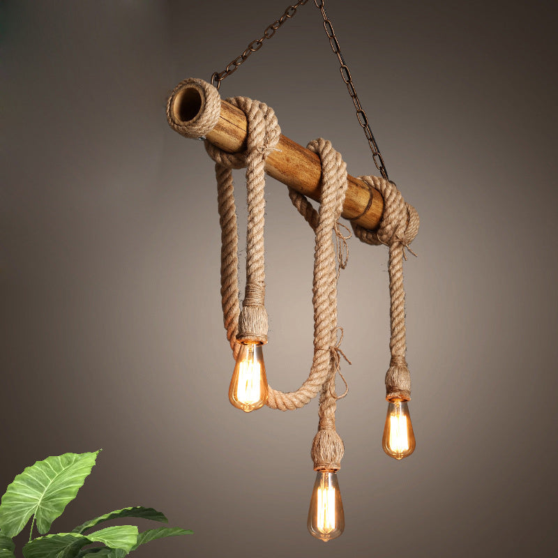 EcoCharm - Bamboo Adjustable Ceiling Light with Industrial Rope Design